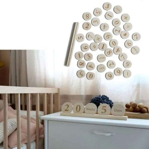 1Set Wooden Monthly Milestone Photo Cards Record Discs Early Learning Multiplication Wood Chips Baby Kids Photography Props Toy