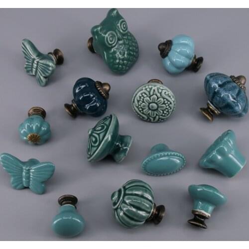 1PCS New vintage Ceramic Cabinet Knobs Kitchen Door Drawer porcelain Pull Handles for interior doors