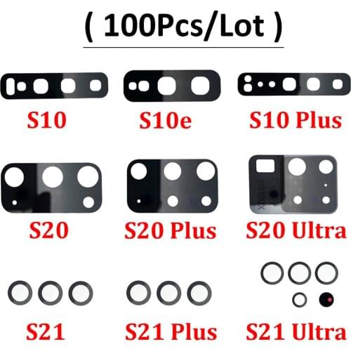100 Pcs For Samsung Galaxy S10 S10e S20 Plus S20 Ultra S20 fe A21s A70s M31s Back Rear Camera Glass Lens With Adhesive