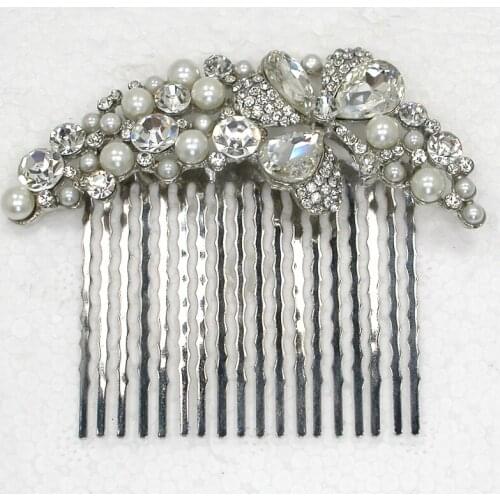 12pcs/lot Wholesale Crystal Rhinestone Flower Hair Comb for Bridal Wedding party Prom L101341