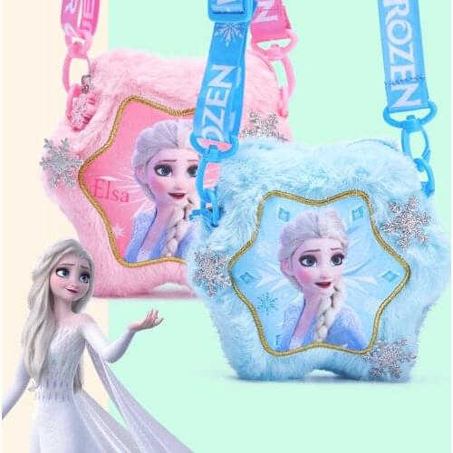 2020 Disney Frozen Elsa Backpack Girls Plush Bag Cartoon Kindergarten Bag Kids Crossbody Bag For Children Birthday Party Gift
