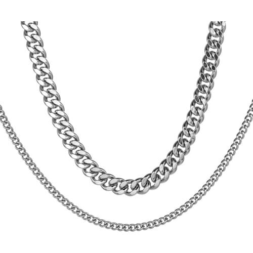 2021 Temperament Fashion Cube Rope Multilayer Chain Men Necklace Classic Stainless Steel Chain Necklaces For Women Jewelry Gift