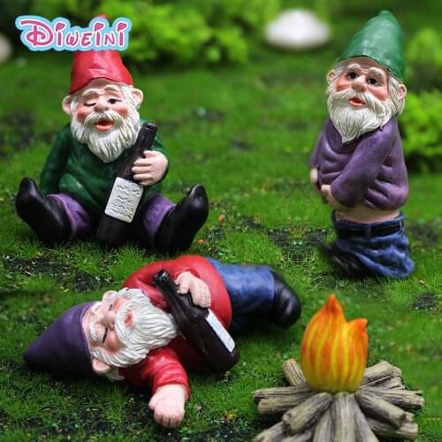 4pcs Elves Elf Dwarf Drunk Gnomes Bonfire People Model Action Figure Educational Gift For Kids Hot Toys Set Doll House Figurine