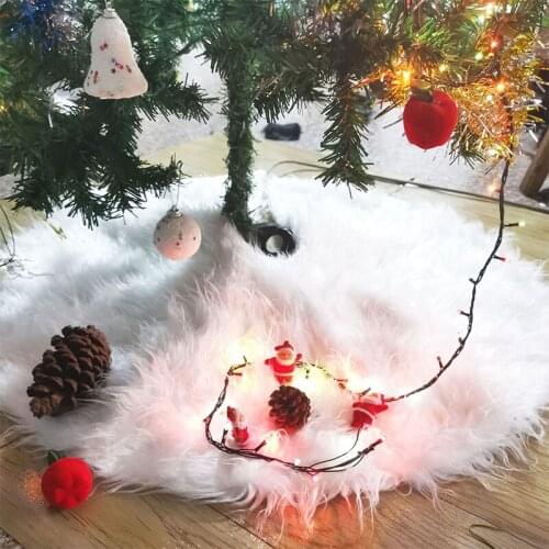 78/90CM Snow Plush Christmas Tree Skirts Cloth Base Floor Mat Cover Xmas Party Decor Floor Mat Cover Ornaments Slipcover Decor