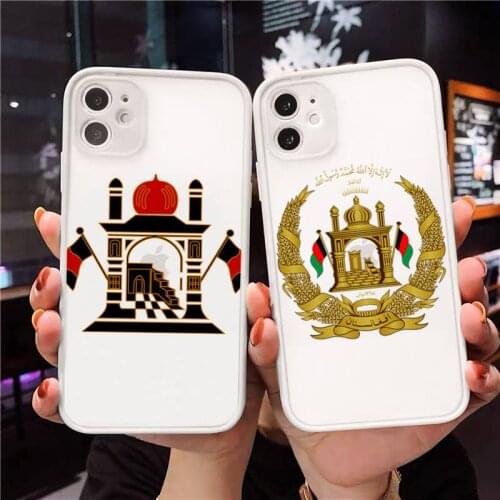 Afgha Flag Phone Case For iPhone 12 11 Mini Pro XR XS Max 7 8 Plus X Matte transparent White Cover