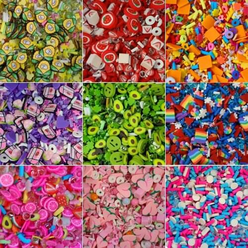 100g Fake Sprinkles Polymer Clay Slices Mix Fruits Crystal Beads for Slime Filler DIY Simulation Candy Accessories Supply Craft