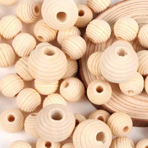 DIY 13-20mm Natural Wood BeadsThread Round Spacer Wooden Pearl Lead-Free Balls Charms For Jewelry Making Handmade Accessories