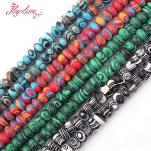 4x8mm Rondelle Shape Beads Manmade Malachite Stone Beads For DIY Necklace Bracelets Earring Jewelry Making 15" Free Shipping