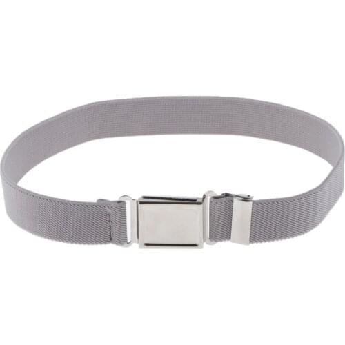 Stretchy Kids Canvas Web Belt with Magnetic Buckle for Casual Wear Gray