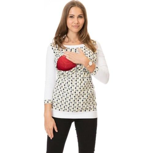 Three Quarter sleeve maternity T-shirt autumn nursing top breastfeeding tank top moms shirt print pregnancy tee baby carrier