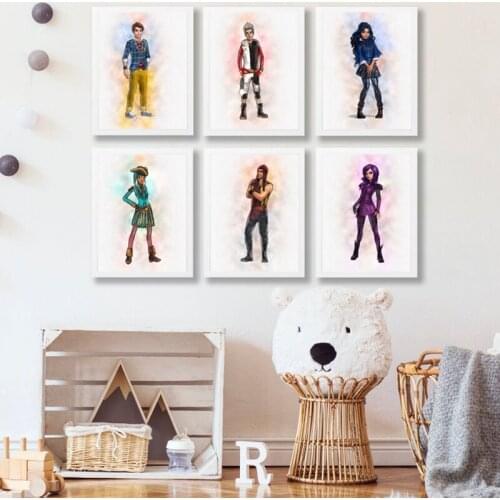 The Villain in the Animation Posters and Prints Cartoon Watercolor Art Canvas Painting Nursery Wall Pictures Kids Room Decor