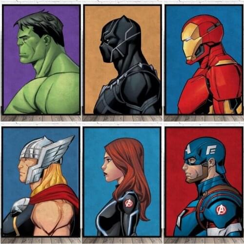 Marvel Superhero Paintings Spiderman Avengers Retro Comic Poster Wall Art Picture for Living Room Home Decor Cuadros