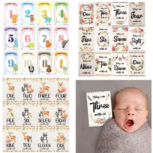 12 Sheet Baby Monthly Milestone Cards Birth to 12 Months Photo Moment Cards Unisex Boys Girls Photo Keepsake Landmark