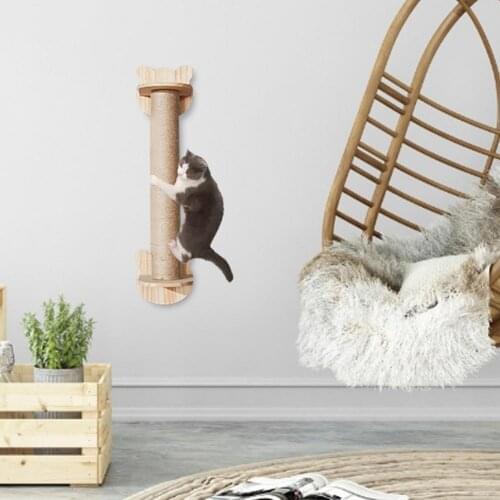 Cat Scratching Post Solid Wooden Wall-Mounted Cat Toy Cat Scratching Column