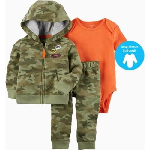 2020 Toddler Boy 3 Pcs Clothing Set (animal Hooded Coat+long Sleeve Bodysuit+long Pants) 6 To 24 Months Baby