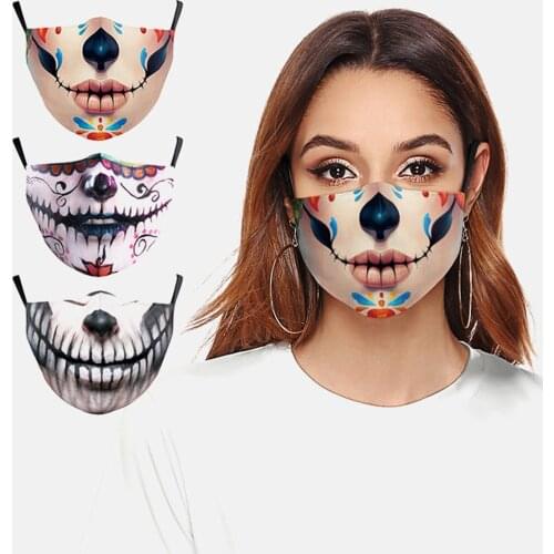 Halloween Cospaly Sewing Joker Horror Mouth Masks Womens Men Unisex Face-Protection Breathable Cycling Spots Adult Party Mask