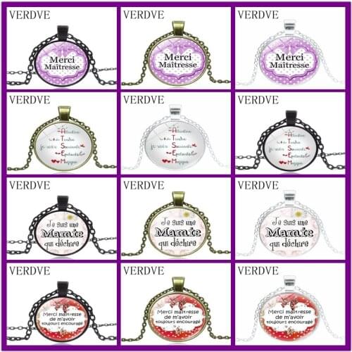 VERDVE HOT! Teachers Day Gifts Fashion Super Maitresse Pendant Necklace Men Women Charm Merci Maitresse Jewlery
