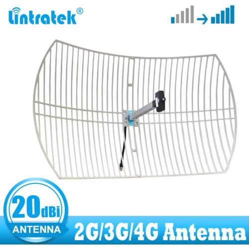 Lintratek 20dBi External Outdoor Grid Antenna High Gain 2G 3G 4G For Mobile Cell Phone LTE Signal Booster Repeater Amplifier