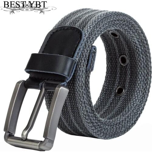 Best YBT Unisex Canvas Belt Alloy Pin Buckle Belt Polyester Woven All-match Trousers High Quality Men And Women Belt
