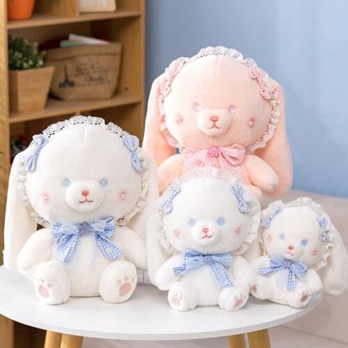 25-40cm Cute Cartoon Lace Long Ears Rabbit Plush Toys Stuffed Soft Lovely Animals Pillow Dolls For Kids Girls Birthday Gifts