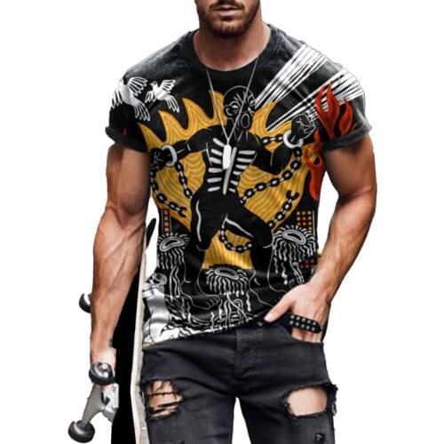 Mens Summer T-shirt 2021 Casual 3D Print Breathable Men Round Neck Short Sleeve Top for Dating