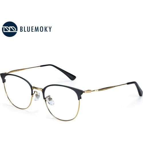 BLUEMOKY Titanium Metal Glasses Frame Men Women Optical Clear Prescription Progreissive Lenses Myopia Spectacle Customized Lens