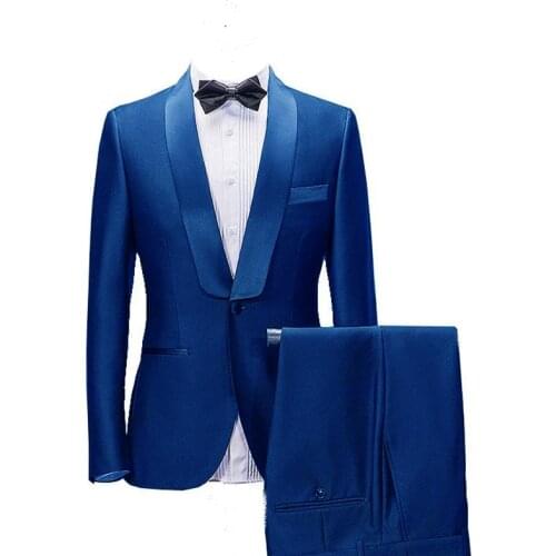 2020 One Button Men Wedding Two Pieces Suits Fit Tuxedos Fashion For Groom Best Man Business Career Dinner Suits(Jacket+Pants)