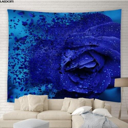 Rose Flowers Tapestry Abstract Floral Red Blue Black Aesthetic Background Wall Hanging Living Room Couples Bedroom Home Decor
