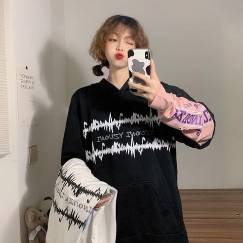 2021 autumn new hooded thin fake two-piece sweatshirt female Harajuku style all-match hoodie