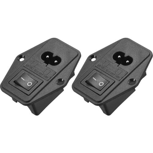 Uxcell C8-8 Plug Adapter 250V 10A 2P IEC Inlet Plug Power Connector Socket with 4Pin Fuse Switch 2pcs