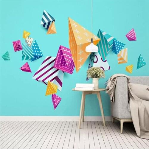 Custom wallpaper 3d modern minimalist geometric triangle mosaic TV background wall painting