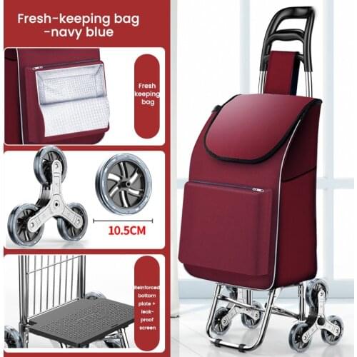 Portable Shopping Trolley Cart Shopping Bag On Wheels Folding Bearing Sturdy Climbable Grocery Shopping Cart Carro Compra