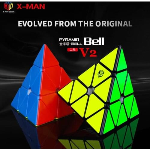 Qiyi X-Man Design Pyramid Bell V2 3x3 Magnetic Magic Cube Magnets Position System Speed Puzzle Cube Professional Toy for kids