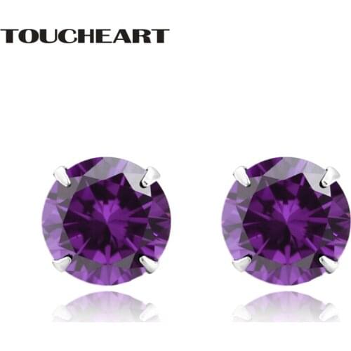TOUCHEART New Purple Bohemian Earrings For Women Cubic Zirconia Jewelry Stud Earring Designs Handmade Crystal Earrings SER190068