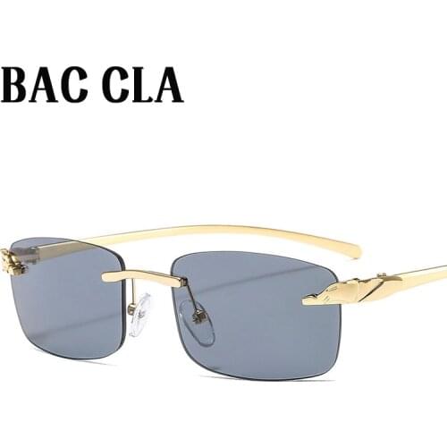 BAC CLA Vintage Unique Cheetah Rimless Rectangle Sunglasses Women Candy Colors Clear Lens Eyewear Brand Designer Men Sun Glasses