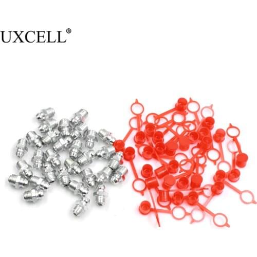 Uxcell Iron Zinc Plating M8 Thread Straight 45 Degree 90 Degree Grease Nipple Fittings with Red Dust Cap for Car Motorcycle
