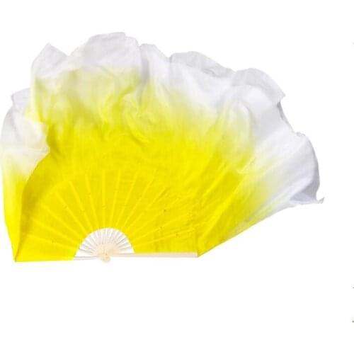 Mix Colors Belly Dance Props Belly Dance Silk Fan Veil Stage Performance Chinese Silk Fan Yellow White Gradient
