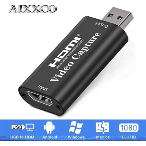 AIXXCO 4K Video USB capture HDMI card Video Grabber Record Box for PS4 DVD Camcorder Camera Recording Live Streaming