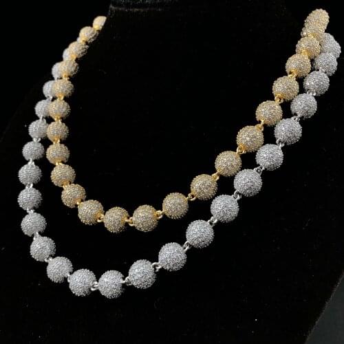 Hip hop jewelry gold and white gold Iced Ball Chain