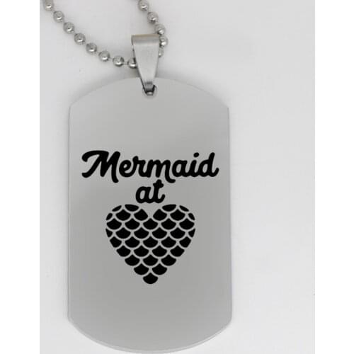 Ufine jewelry fashion pendant army card mermaid at heart stainless steel customed necklace N4334