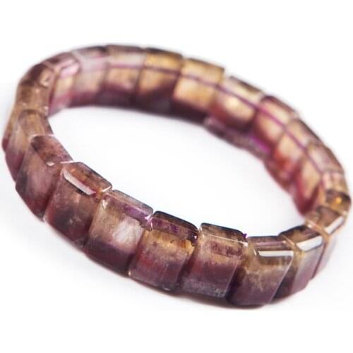Genuine Purple Red Auralite 23 Cacoxenite Women Rectangle Crystal Bead Bracelets