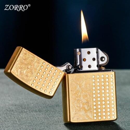 Zorro Diamond Tang Grass Engraving Wheel Type Ignition Retro Windproof Personality Kerosene Lighter