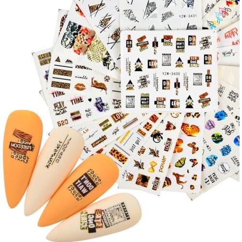 1 Sheet Sexy Wild Leopard Nail Art Stickers Animals Geometric Yellow Leo Water Sliders Decals Nail Accessories Supplies