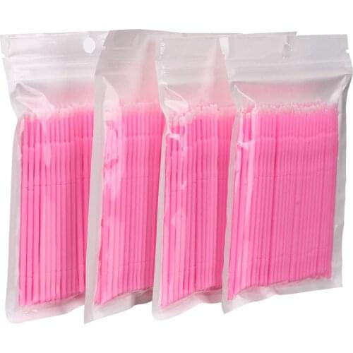 1000pcs Pink Micro Brush Disposable Microbrush Applicators Eyelash Extensions Remove False Eyelashes Cotton Swab