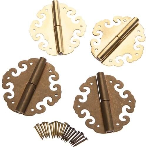2pcs 40*40mm Cabinet Drawer Door Butt Hinges Jewelry Boxes Decor Hinges Furniture Hardware