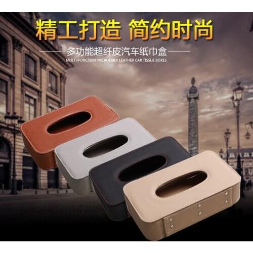 2020 Car Visor Tissue Holder PU Leather Hanging Paper Towel Clip Napkin Holder Backseat Tissue Case Auto Interior Accessories
