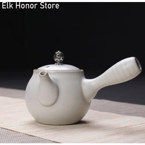 220ml Japanese Style Black Pottery Ceramic Teapot Coarse Pottery Handmade Tea Maker Personal Tieguanyin Master Pots Teaware Gift