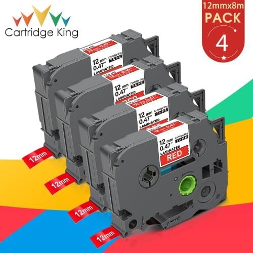 4pk 12mm TZ Label TZ-435 Lamination Label Tape White on Red for Brother tz435 Printer Ribbon Compatible for Brother Label Maker