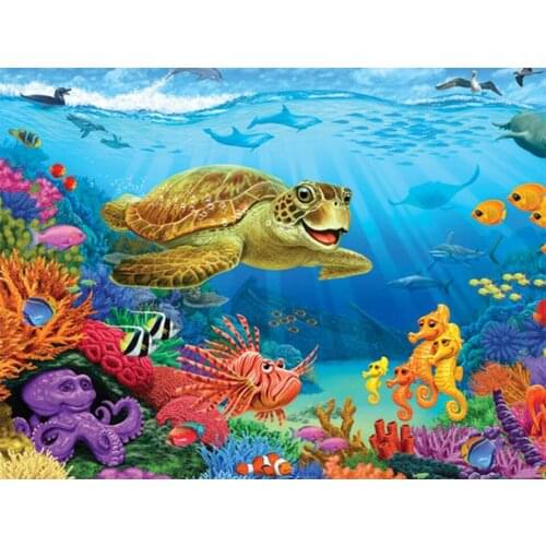 5D DIY Diamond Painting Full Round Animal Turtle Cross Stitch Kit Rhinestone Diamond Embroidery Mosaic Decoration Picture