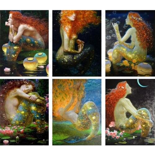 5D Diy Diamond Painting Mermaid Fairy Full Square Round Diamond Cross Stitch Kit Handmade Products Rhinestone Mosaic Embroidery